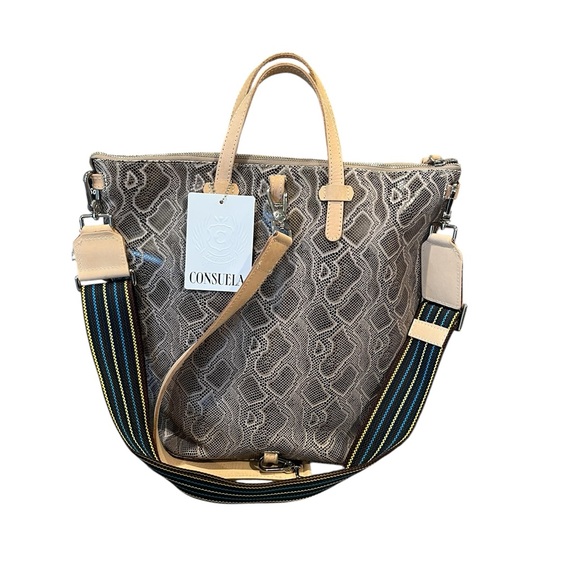 Consuela Dizzy Sling Bag Leather Snake Print Bucket Shoulder Tote